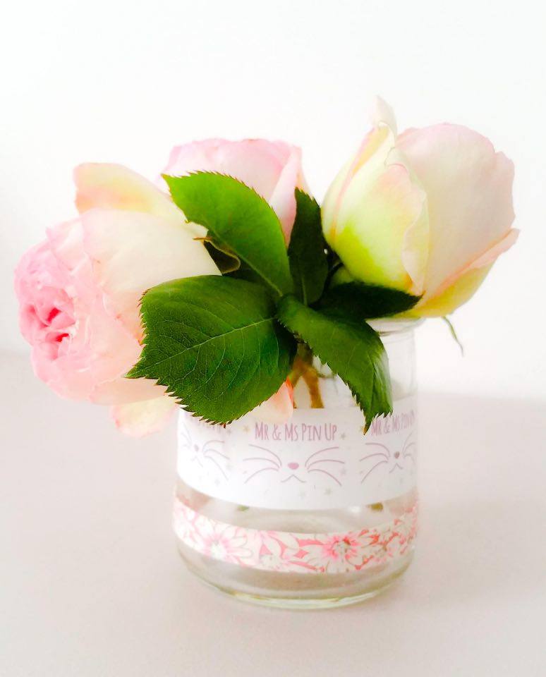 vases roses deco personnnalisation masking tape