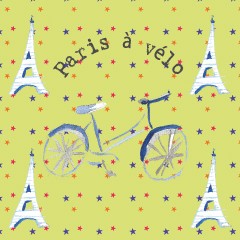 Coupon tissu Paris à vélo 20x20cm (prix mini, prix départ 7€)