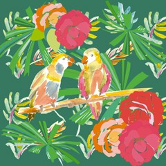 Coupon petits oiseaux exotiques 40x40cm