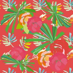Coupon jungle corail 40x40cm
