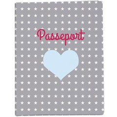 Protège-passeport coeur bleu
