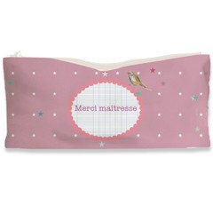 Trousse école Merci maîtresse rose